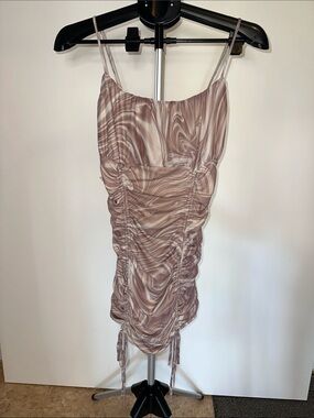 PURPLE AND WHITE MARBLE MINI DRESS